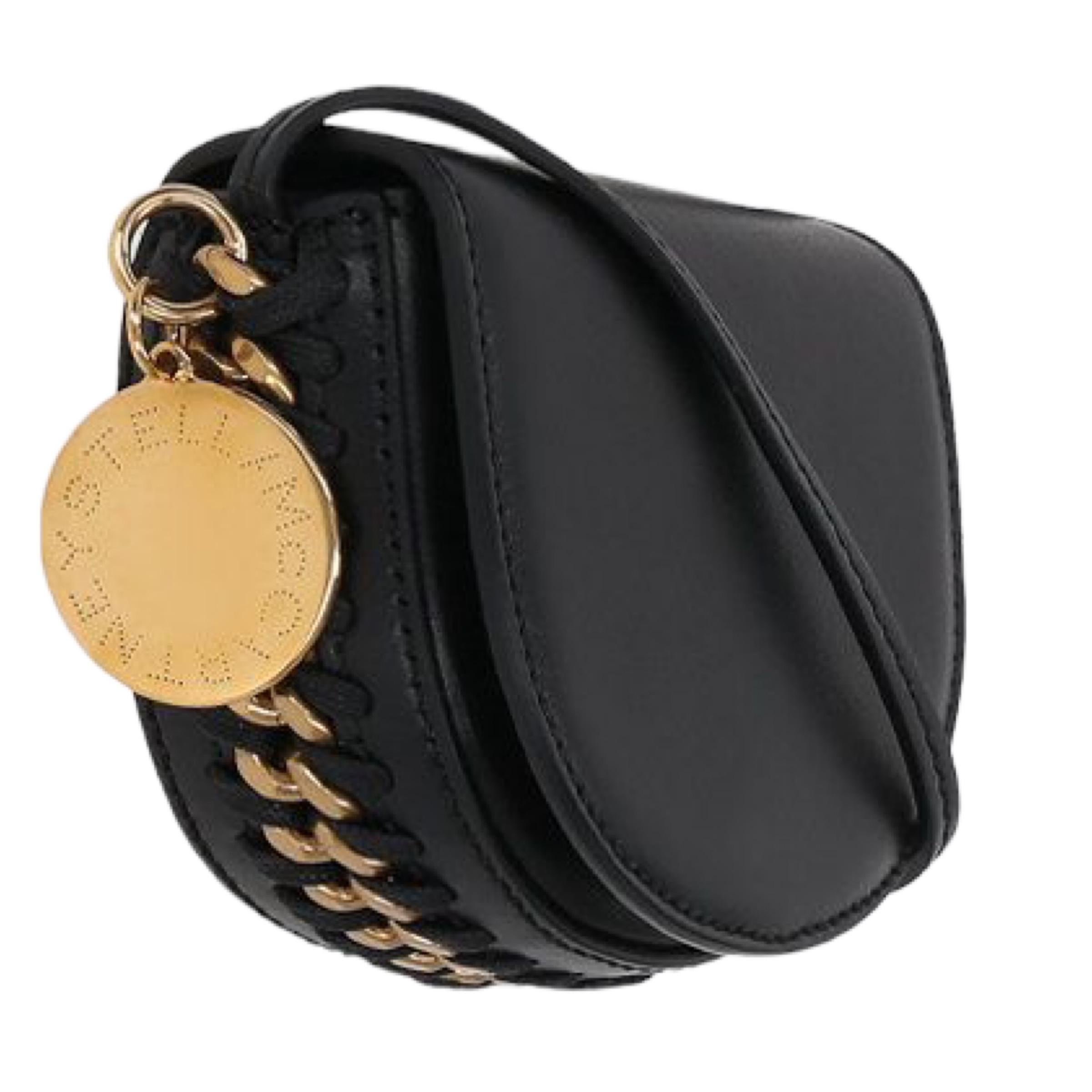 New Stella McCartney Black Frayme Mini Leather Crossbody Bag In New Condition For Sale In San Marcos, CA