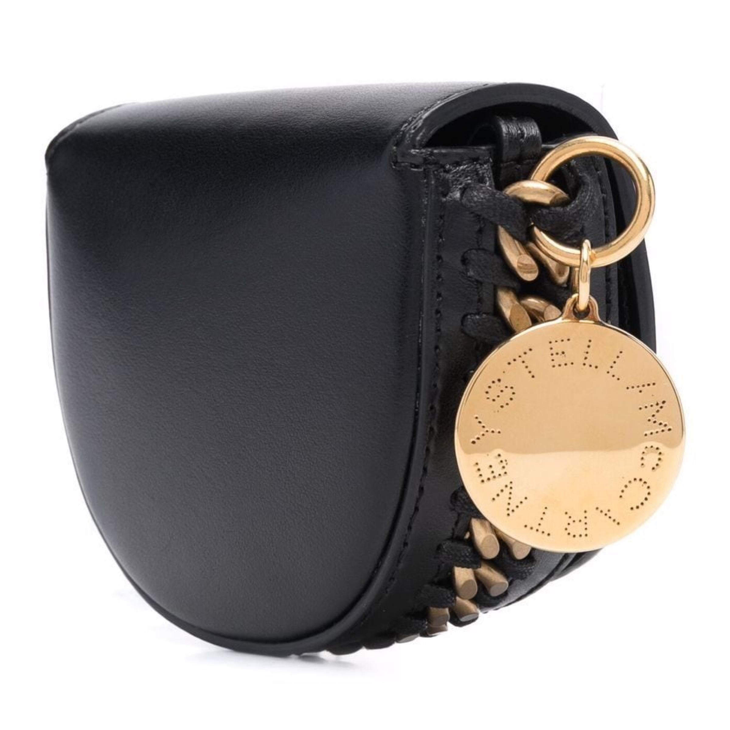 Women's New Stella McCartney Black Frayme Mini Leather Crossbody Bag For Sale