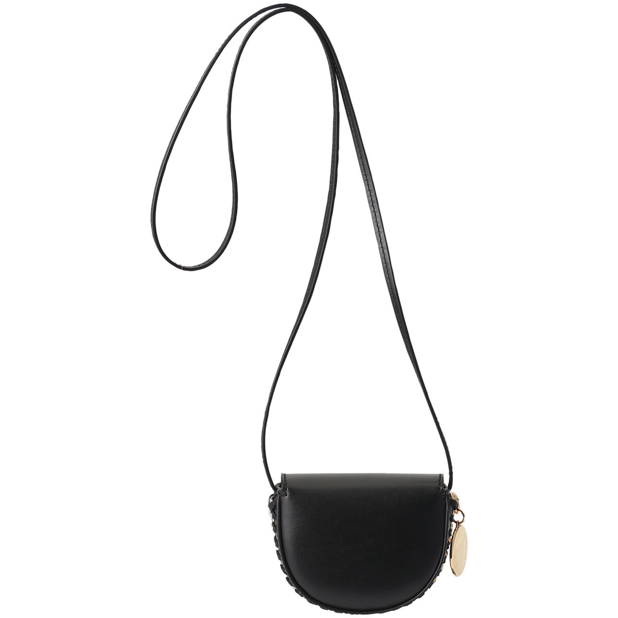 New Stella McCartney Black Frayme Mini Leather Crossbody Bag For Sale 2
