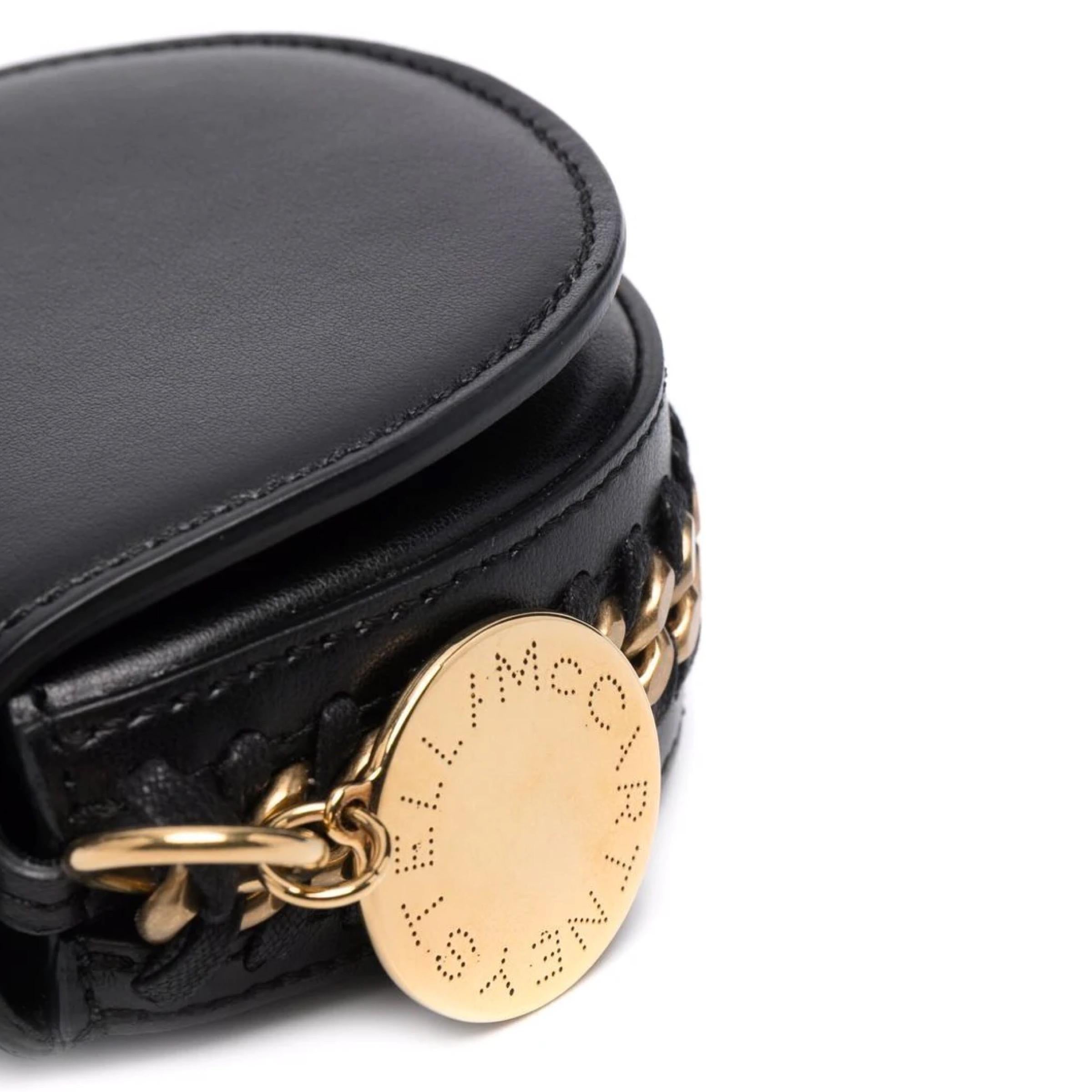 New Stella McCartney Black Frayme Mini Leather Crossbody Bag For Sale 4