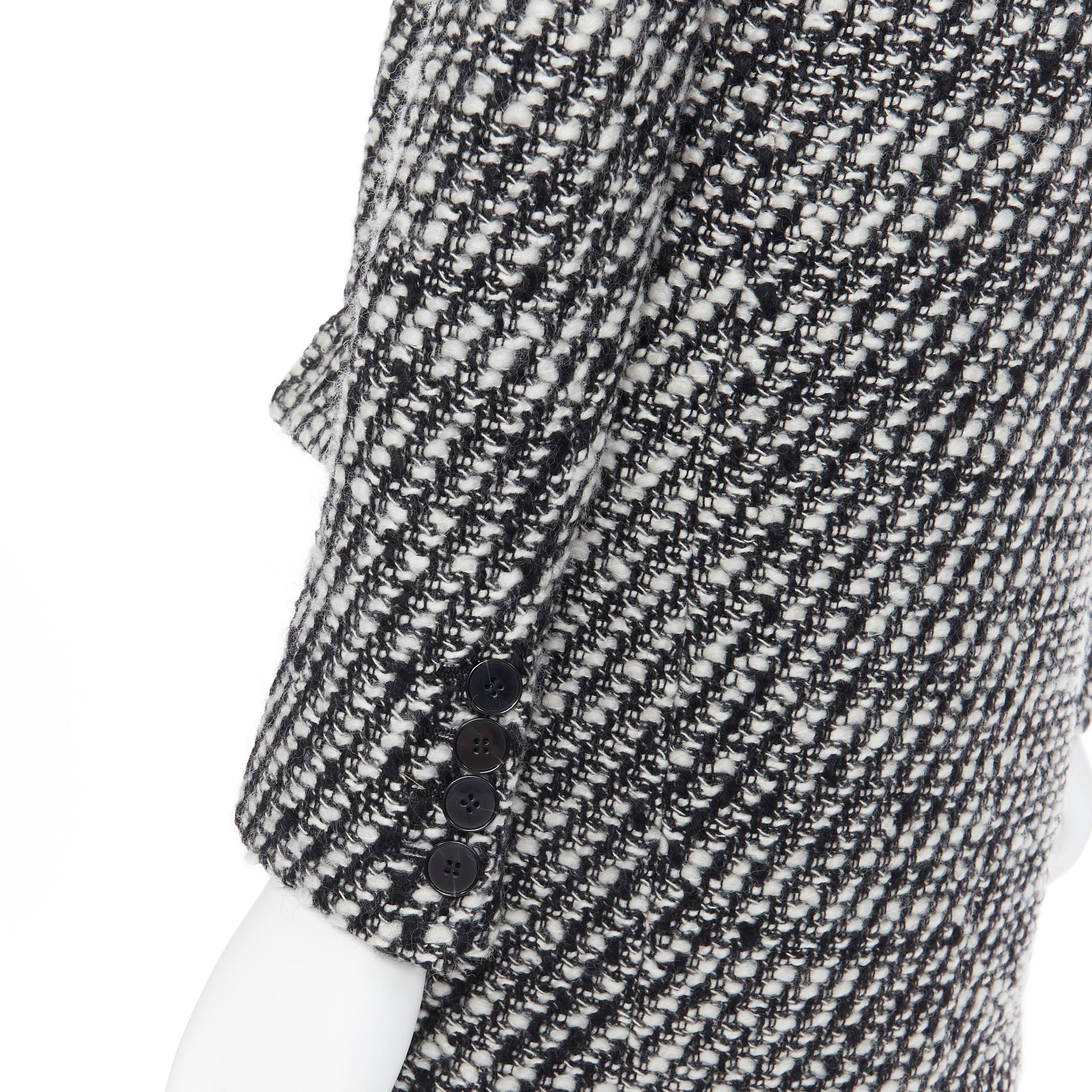 nuevo STELLA MCCARTNEY negro blanco boucle tweed abrigo a medida sin cuello IT34 XS 5
