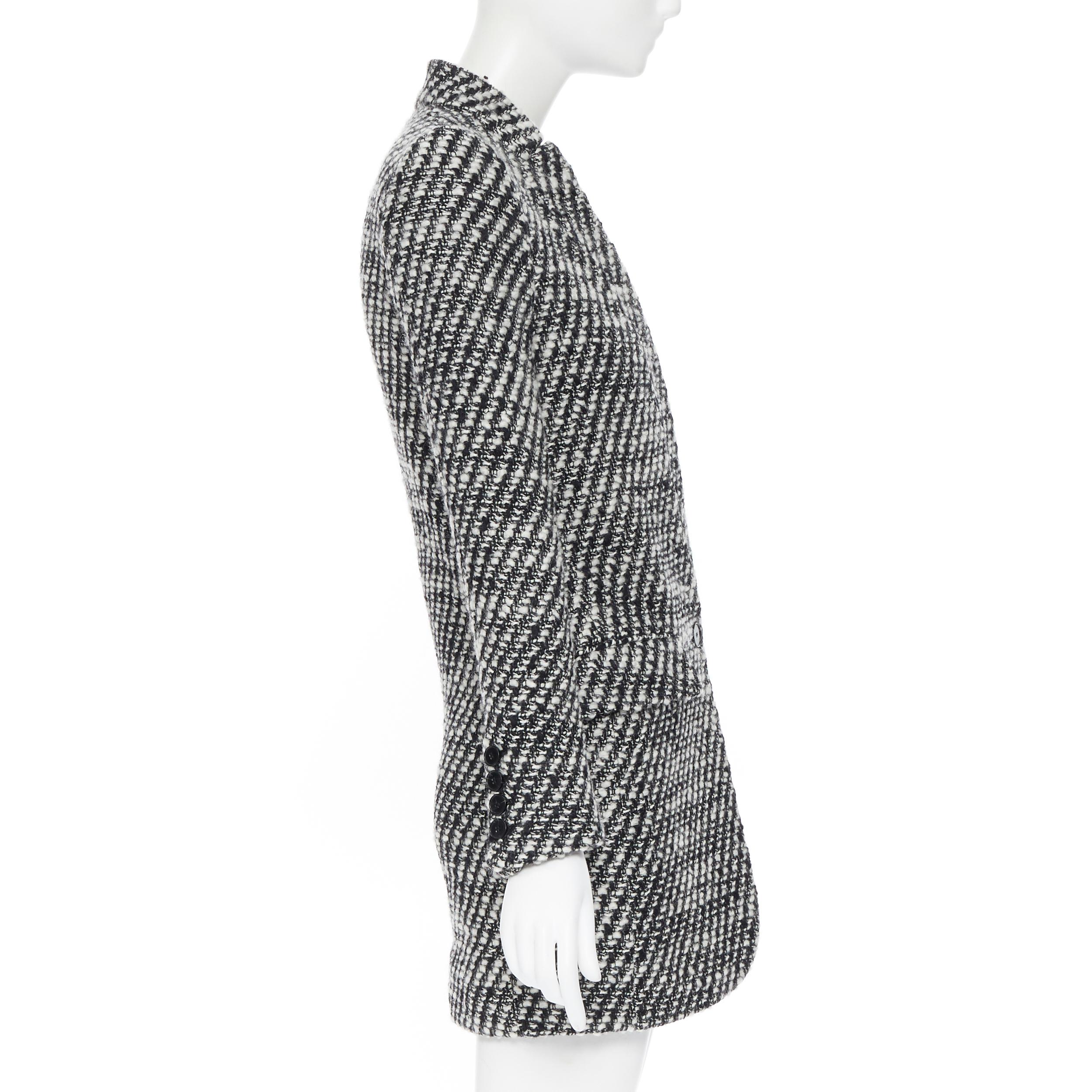 nuevo STELLA MCCARTNEY negro blanco boucle tweed abrigo a medida sin cuello IT34 XS 1