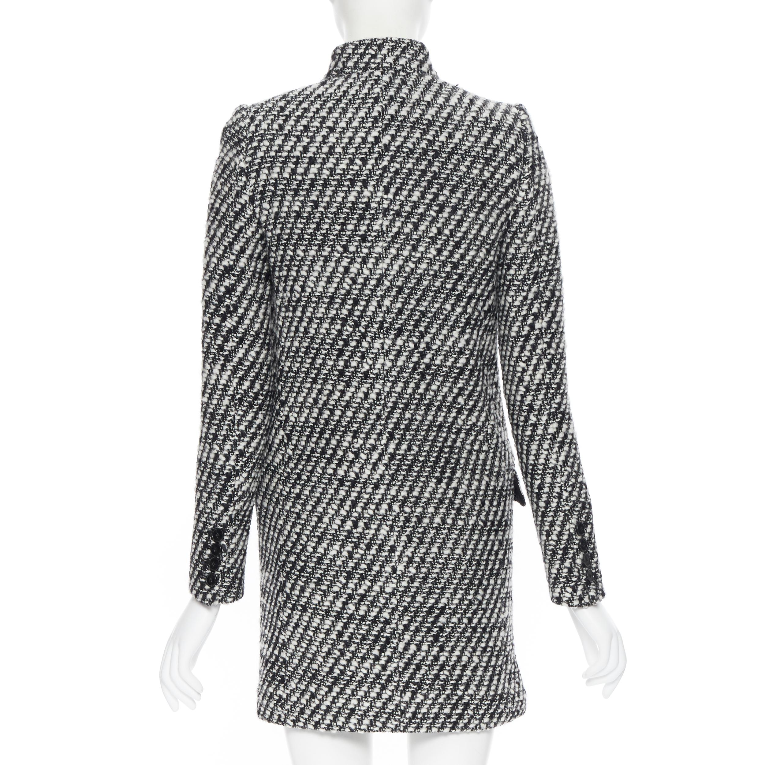 nuevo STELLA MCCARTNEY negro blanco boucle tweed abrigo a medida sin cuello IT34 XS 2