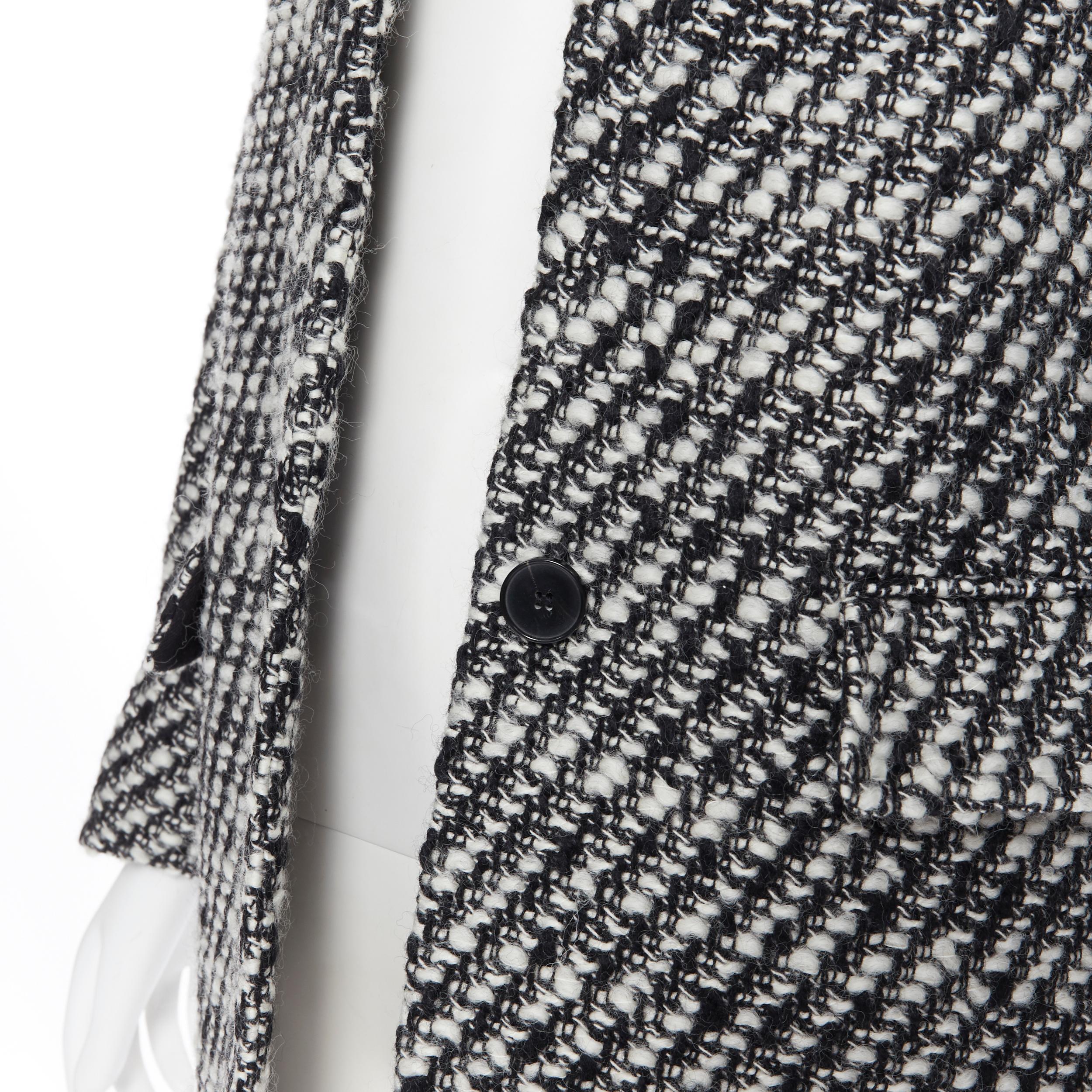nuevo STELLA MCCARTNEY negro blanco boucle tweed abrigo a medida sin cuello IT34 XS 4