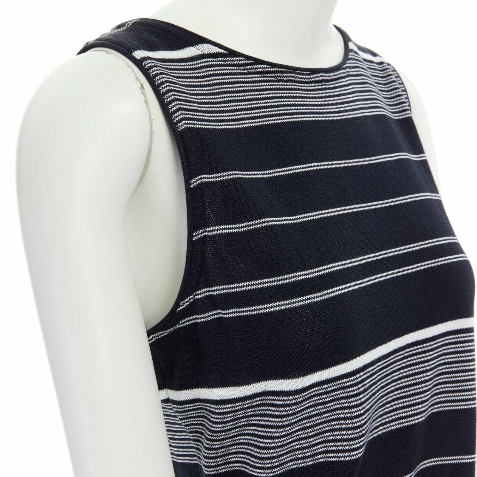 new STELLA MCCARTNEY black white stripe knit draped waist stretch dress IT36 XXS 4