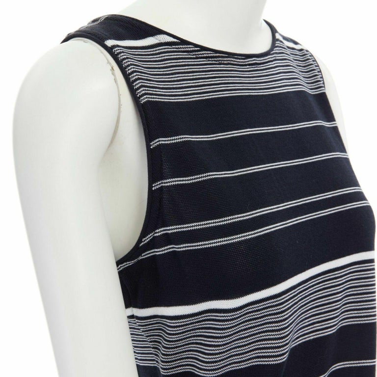 new STELLA MCCARTNEY black white stripe knit draped waist stretch dress ...