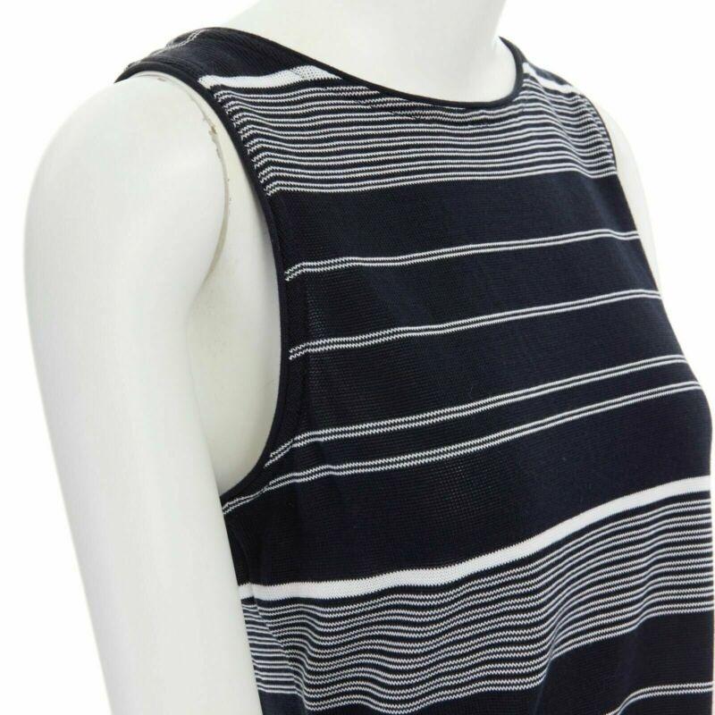 new STELLA MCCARTNEY black white stripe knit draped waist stretch dress IT38 XS For Sale 2