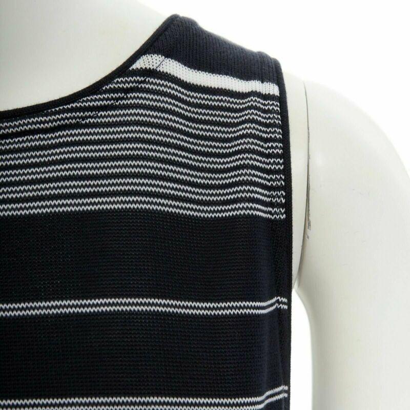 New Stella McCartney Black White Stripe Knit Draped Waist Stretch Dress It38 Xs en vente 3