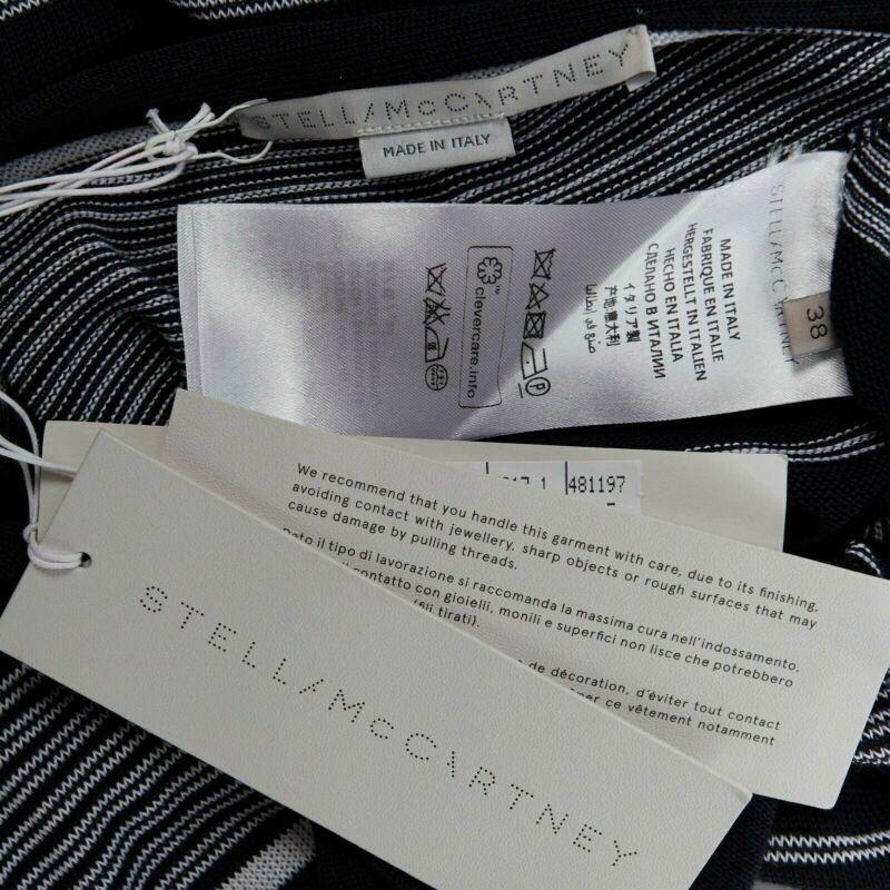 New Stella McCartney Black White Stripe Knit Draped Waist Stretch Dress It38 Xs en vente 4