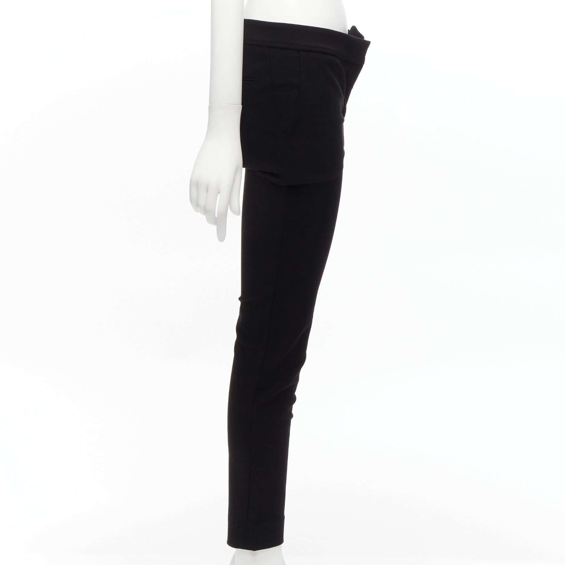 Black new STELLA MCCARTNEY black wool blend high waist back pocket cropped skinny pant For Sale