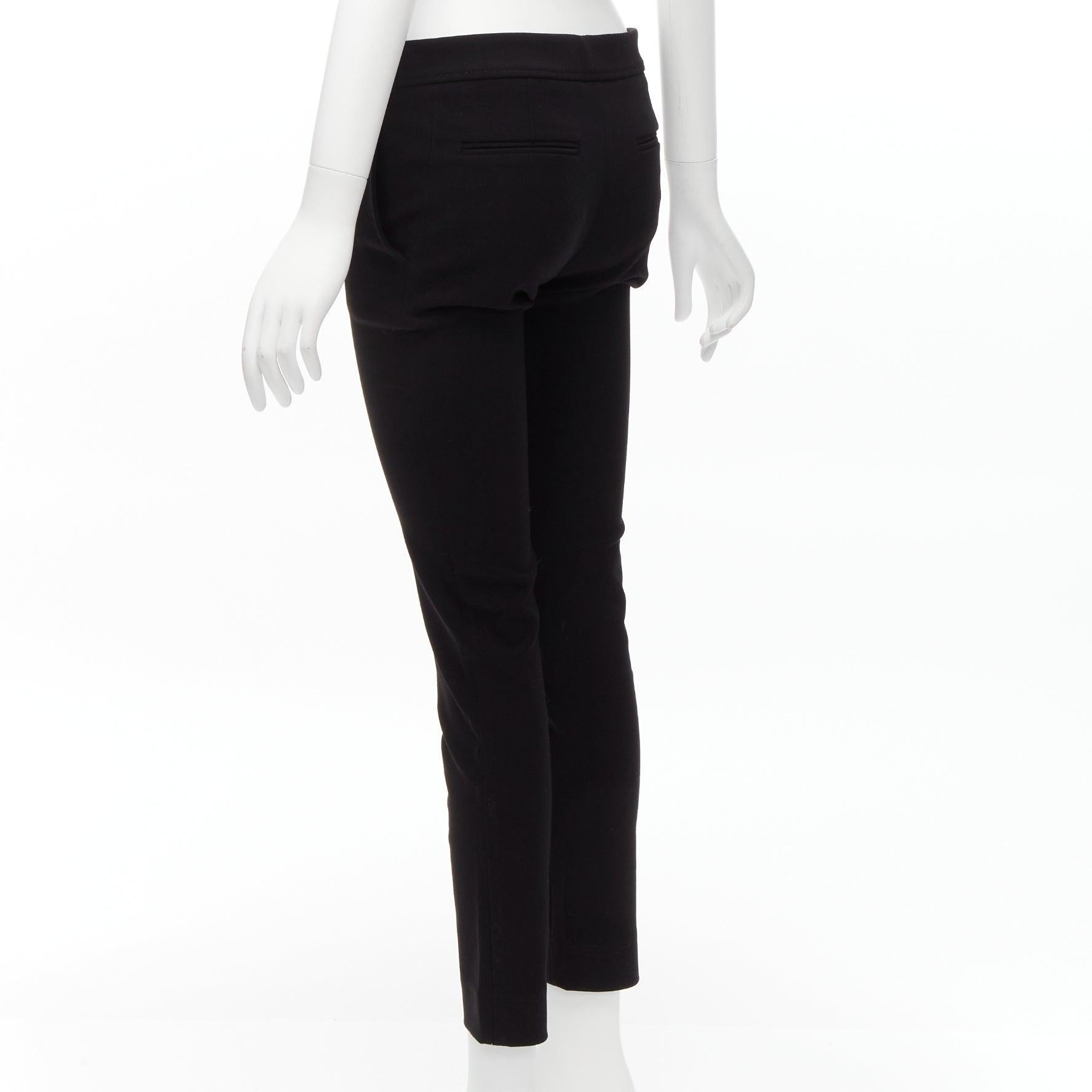 Women's new STELLA MCCARTNEY black wool blend high waist back pocket cropped skinny pant For Sale