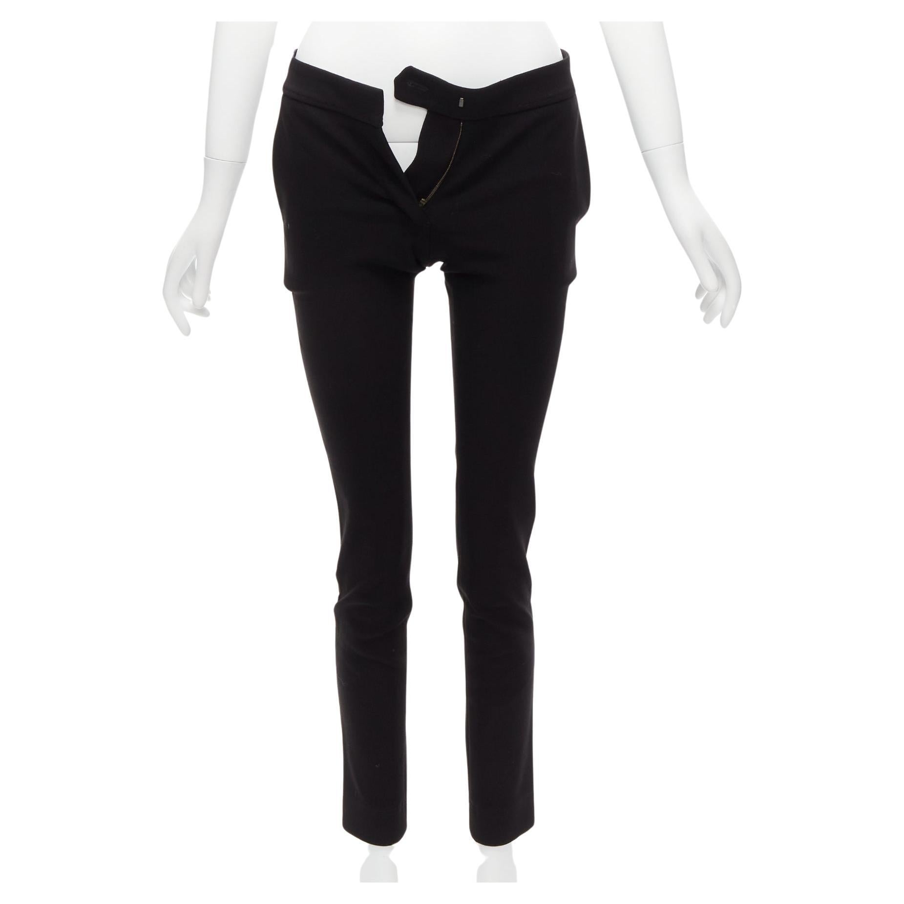 new STELLA MCCARTNEY black wool blend high waist back pocket cropped skinny pant For Sale