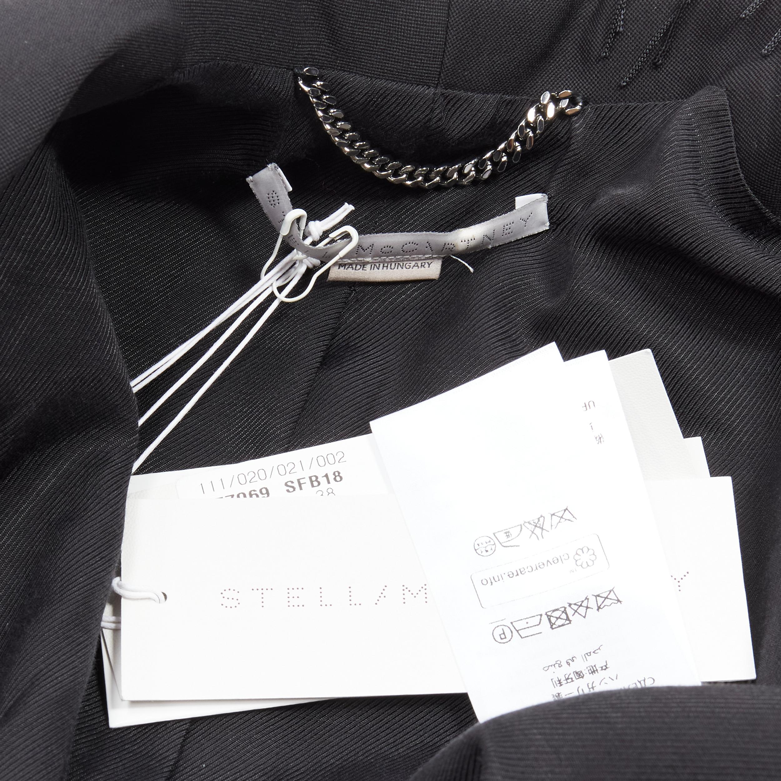 new STELLA MCCARTNEY black wool fringe trim shawl collar blazer jacket IT38 XS For Sale 5