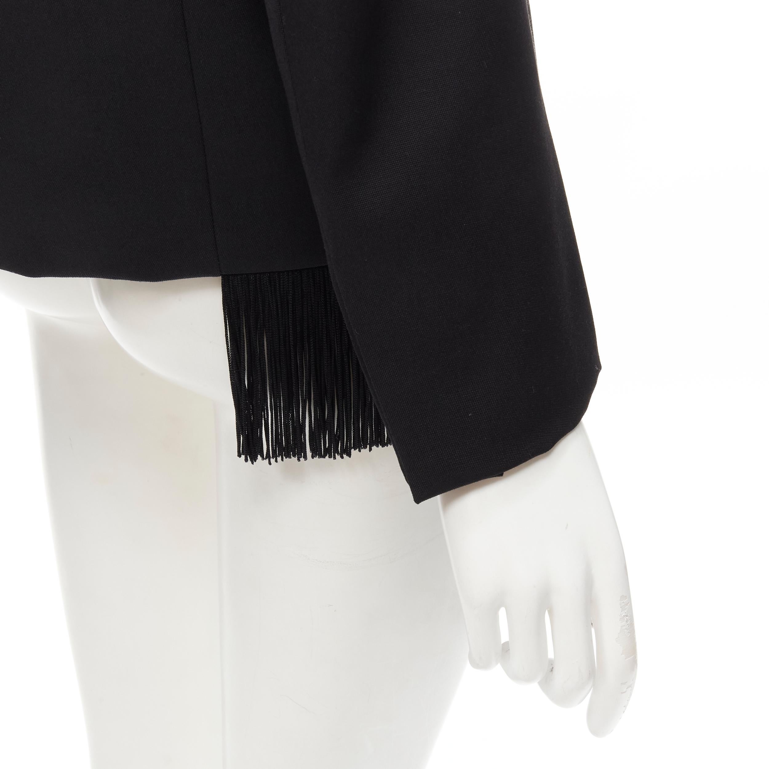 new STELLA MCCARTNEY black wool fringe trim shawl collar blazer jacket IT38 XS 3