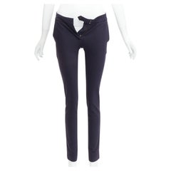 new STELLA MCCARTNEY navy cotton blend high waist cropped skinny pants IT36 XXS