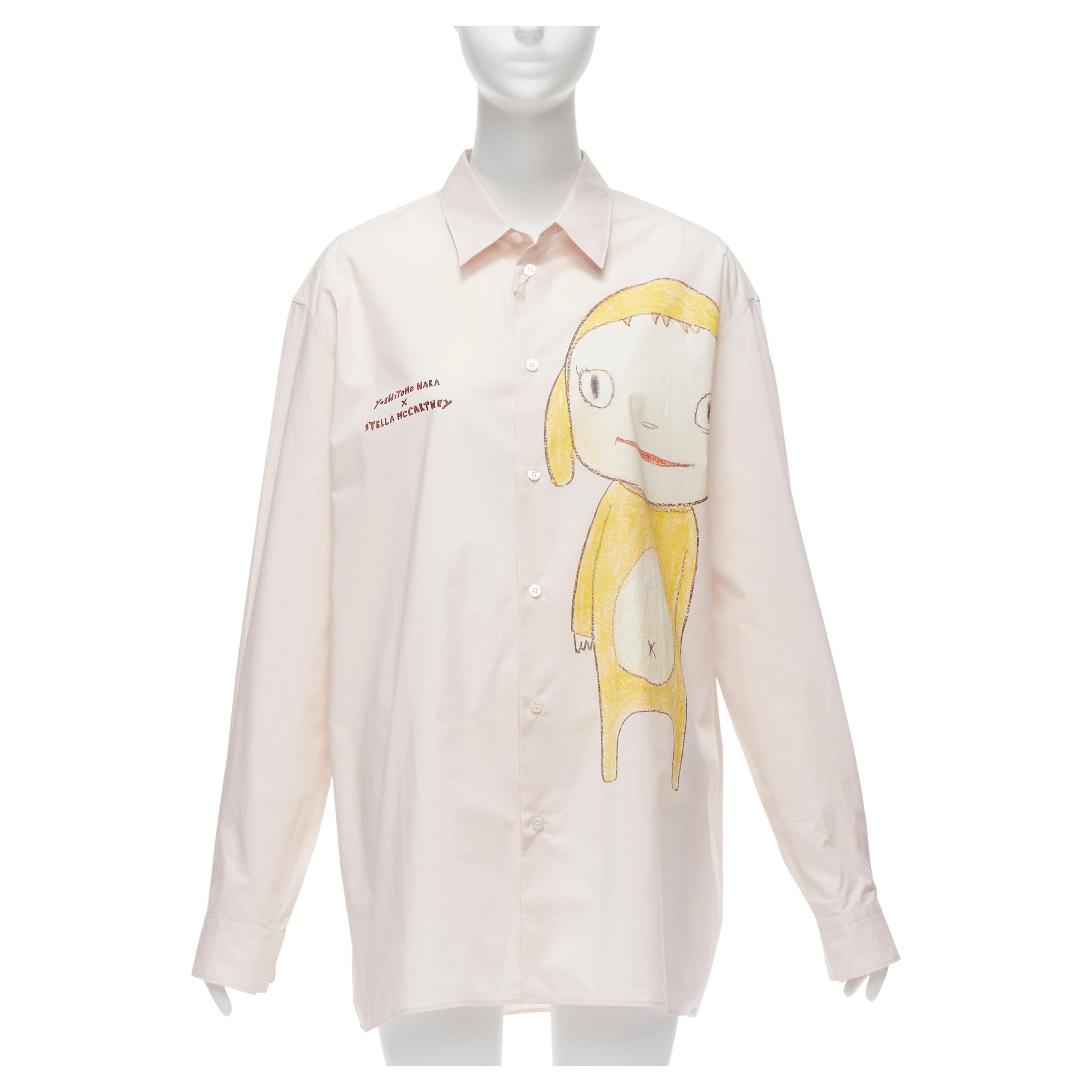 new STELLA MCCARTNEY Yoshitomo Nara 2021 pink cotton graphic print shirt L For Sale