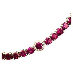 Used New Sterling Dark Pink Tourmaline 
White CZ Bolo Bracelet
