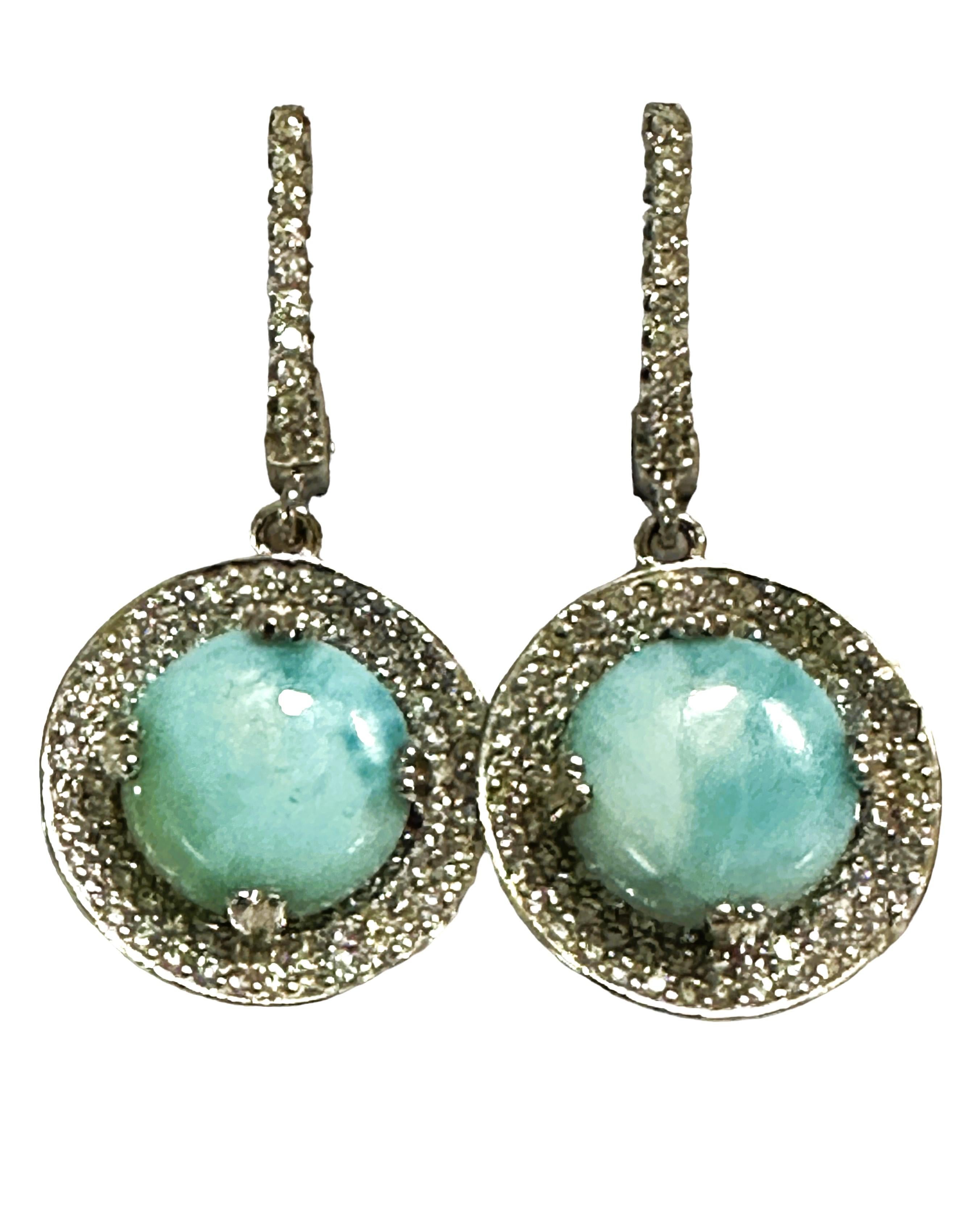 New Sterling Dominican Larimar Necklace and Earrings set For Sale 4