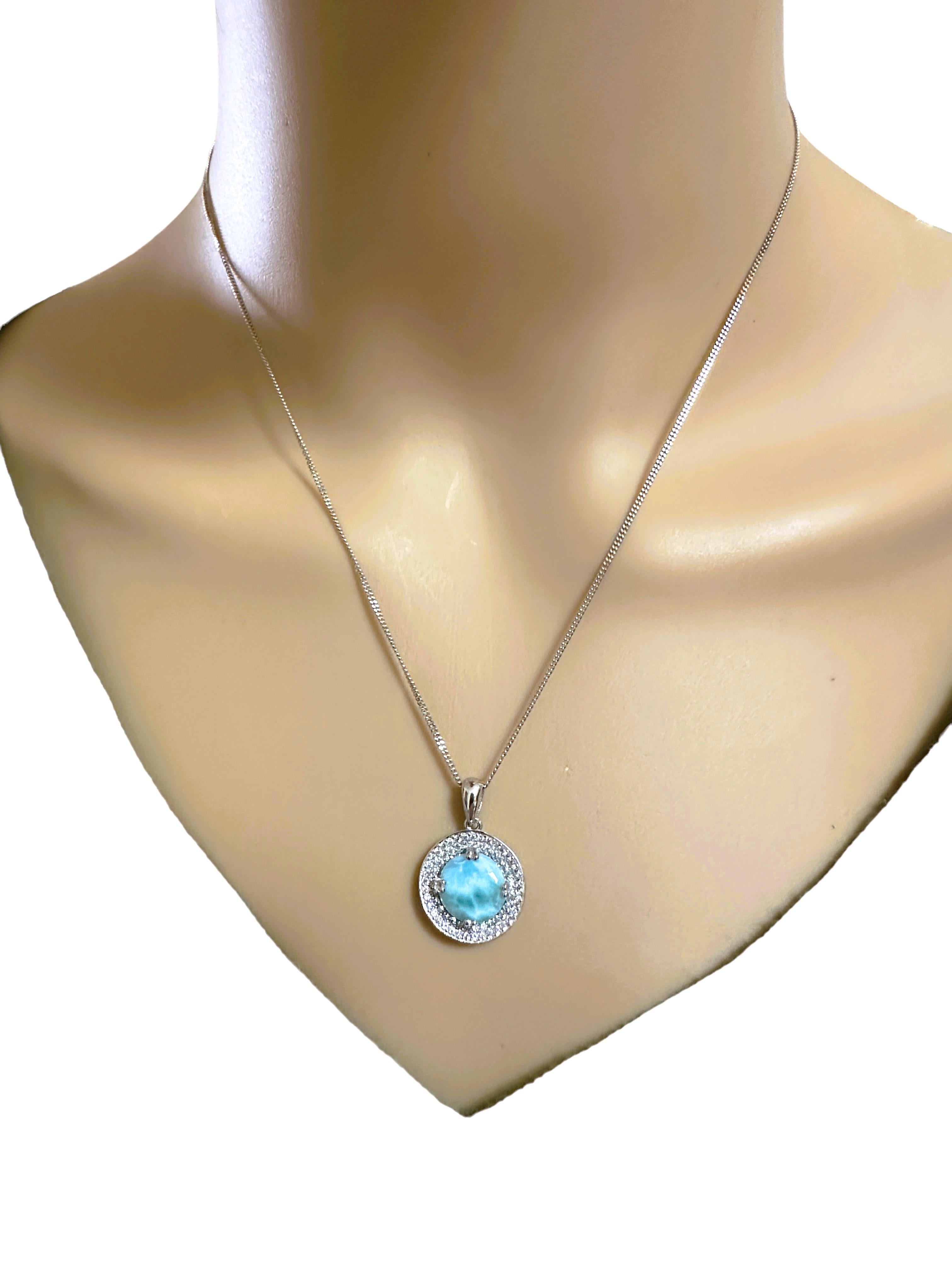 Art Deco New Sterling Dominican Larimar Necklace and Earrings set For Sale