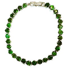 New Sterling Silver Emerald Tennis Bracelet  7.25 Inches