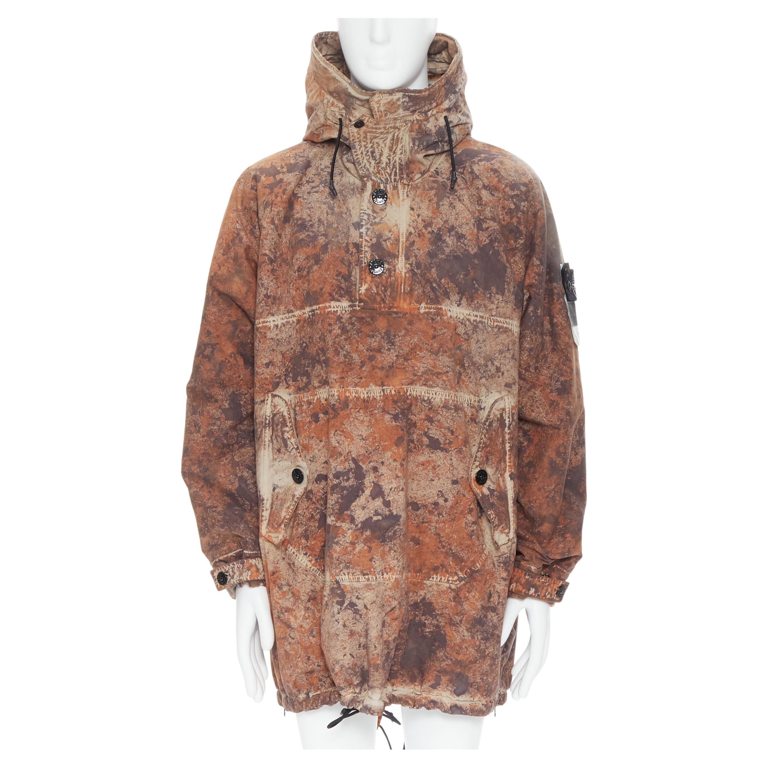 new STONE ISLAND Paintball Camo Cotton Cordura brown oversized anorak parka L