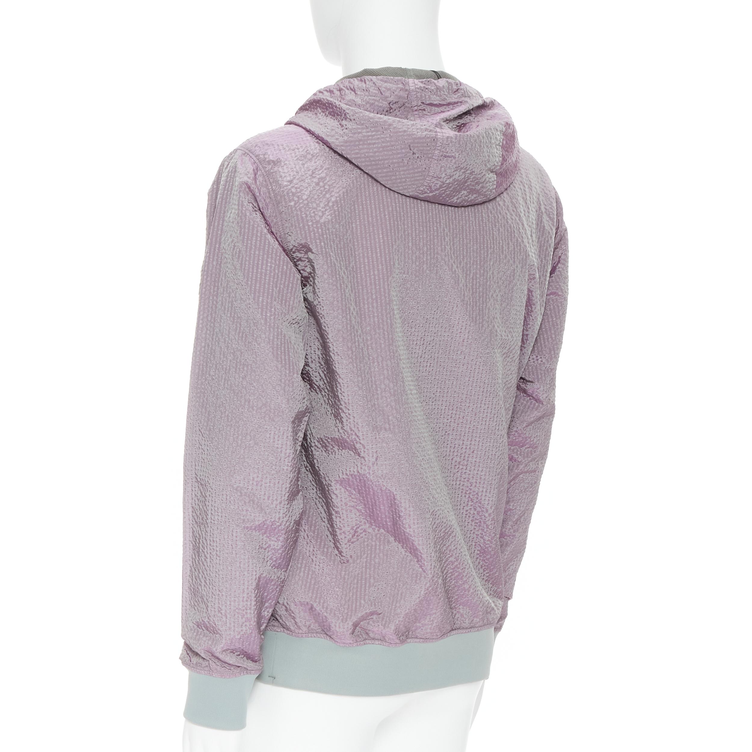 new STONE ISLAND Poly Frame iridescent purple seersucker nylon pullover  hoodie M at 1stDibs