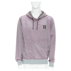 new STONE ISLAND Poly Frame iridescent purple seersucker nylon pullover hoodie M