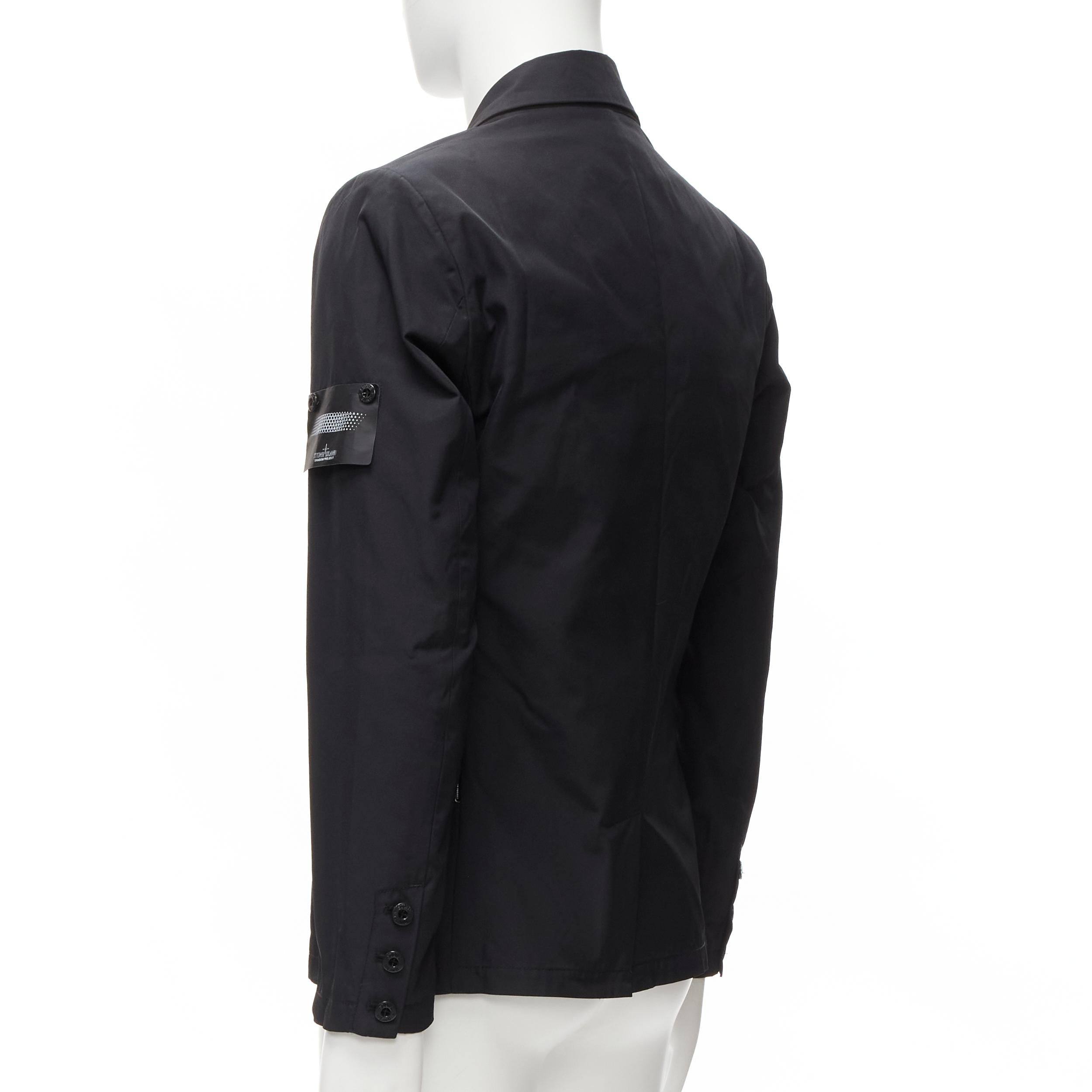 new STONE ISLAND Shadow Project black technical nylon logo patch blazer jacket S 1