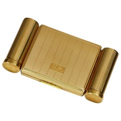 Used New Stratton UK Gold Compact Chatelaine for Lipstick, Perfume and Powder, 1950s