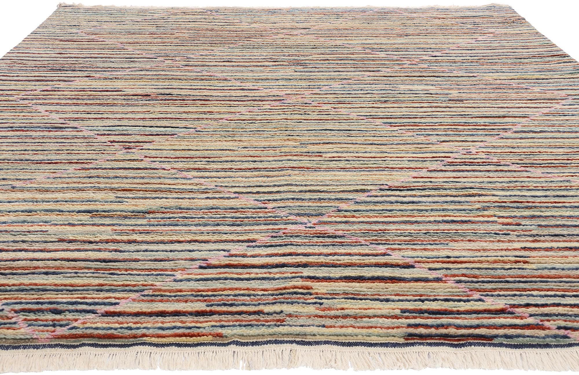 Bohémien New Striated Harmony Tappeto marocchino moderno, 08'01 x 10'00 in vendita