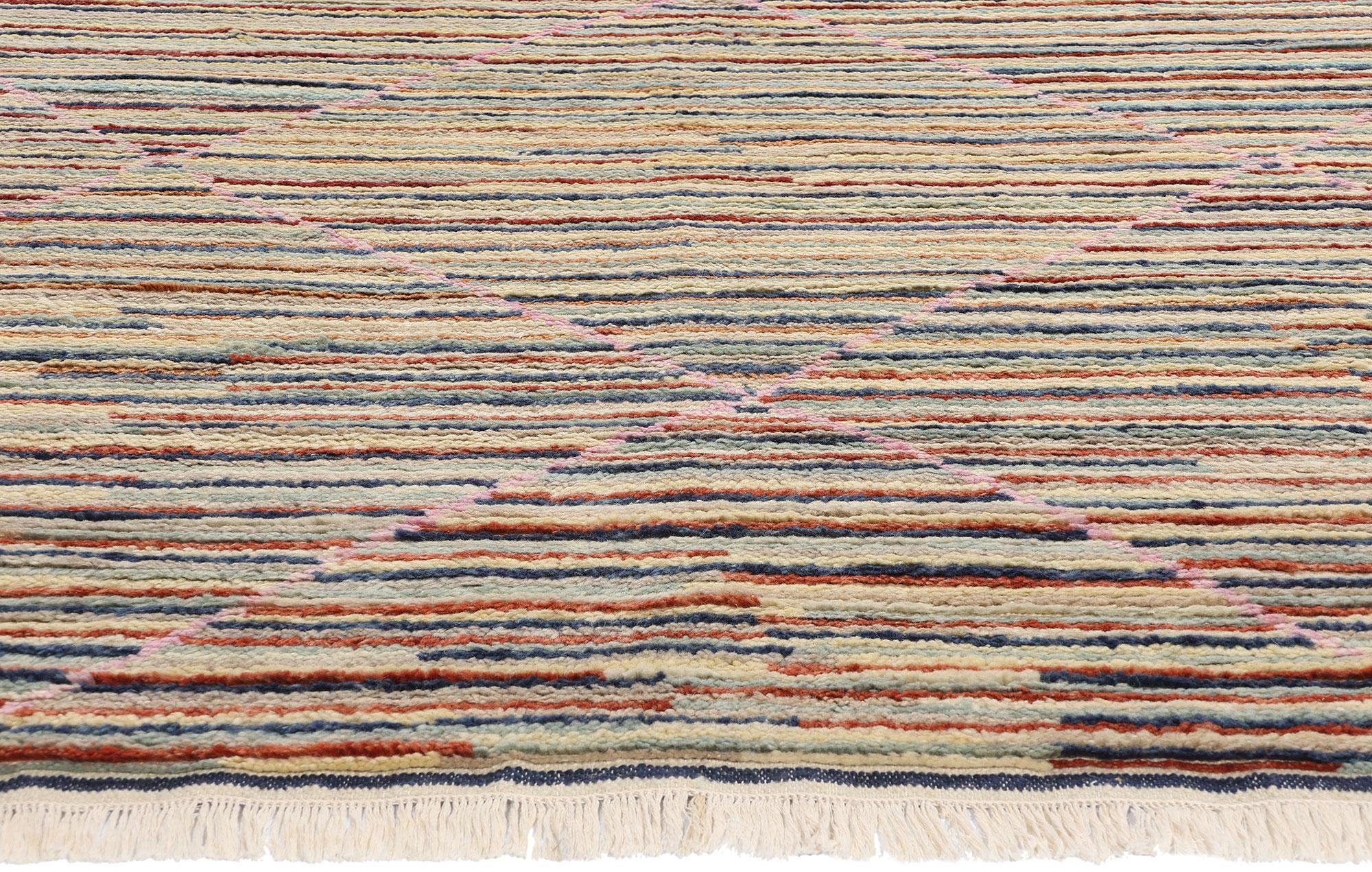 Indiano New Striated Harmony Tappeto marocchino moderno, 08'01 x 10'00 in vendita