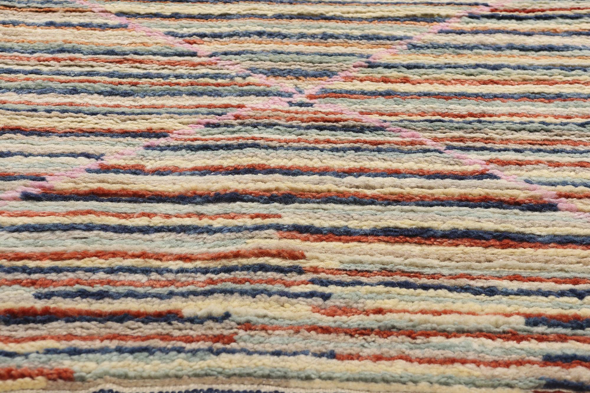 Annodato a mano New Striated Harmony Tappeto marocchino moderno, 08'01 x 10'00 in vendita