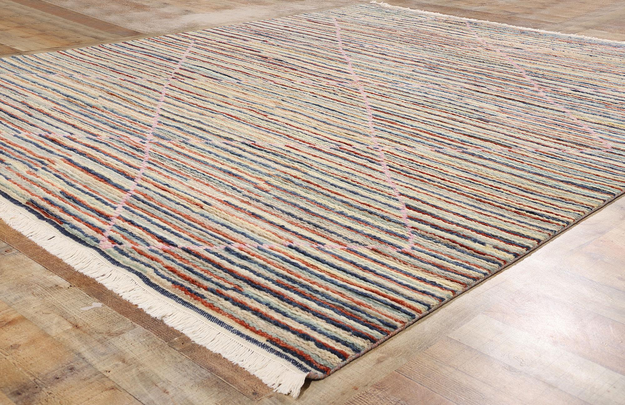 XXI secolo e contemporaneo New Striated Harmony Tappeto marocchino moderno, 08'01 x 10'00 in vendita