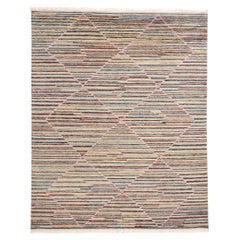 New Striated Harmony Modern Moroccan Rug, 08'01 x 10'00