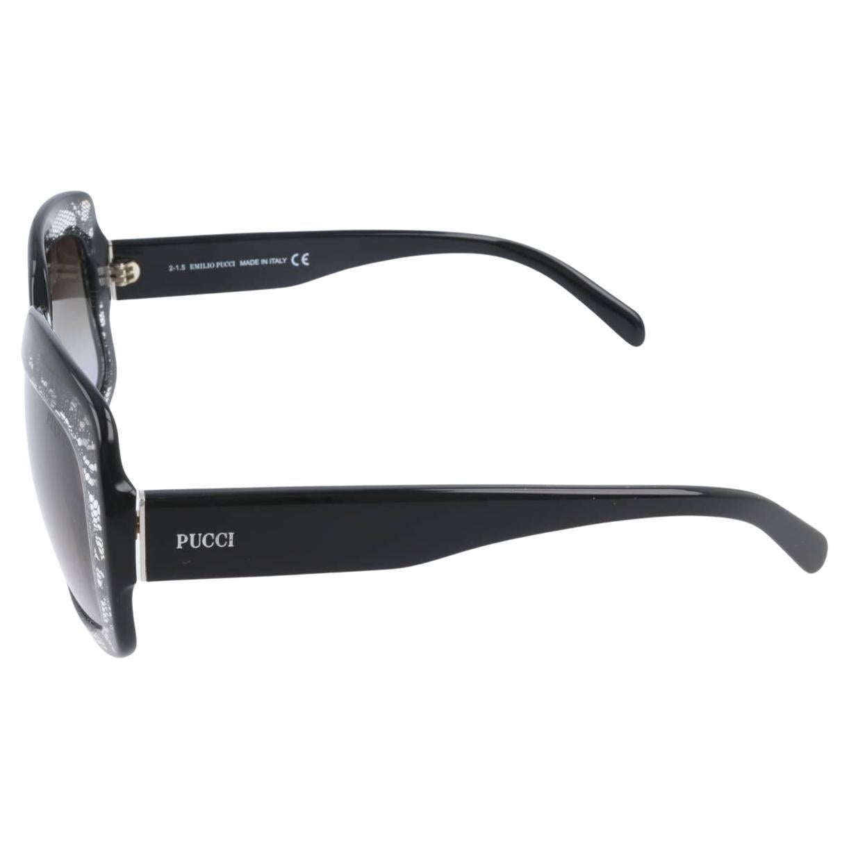 Gris New Stunning Emilio Pucci Lace Patterned Sunglasses With Case en vente