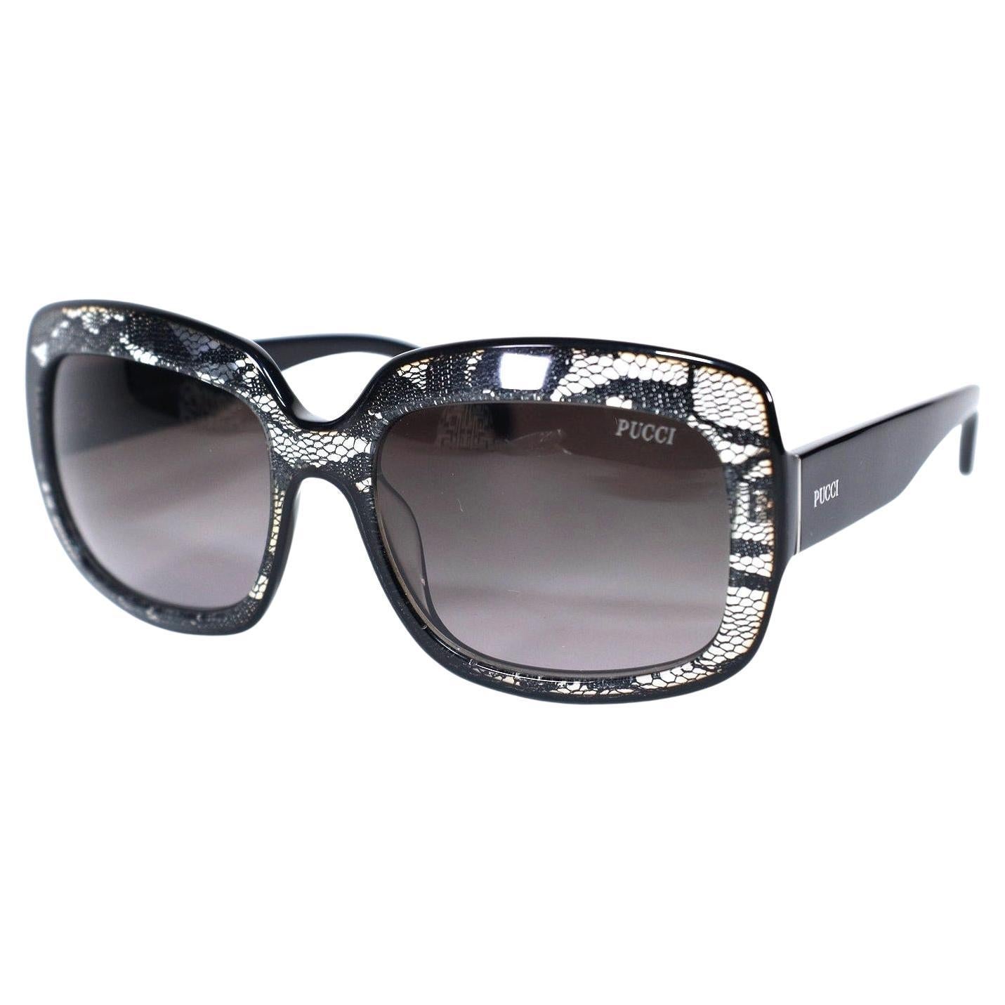 New Stunning Emilio Pucci Lace Patterned Sunglasses With Case en vente
