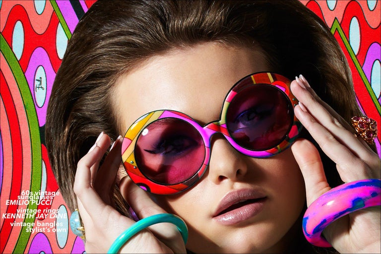 Emilio Pucci Pink 70\'s Vibe Sunglasses Amazon.com: Pucci EP0216 72S shiny light pink 55/18/140  main image 4
