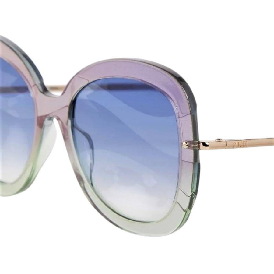 Grigio New Stunning Emilio Pucci Turquoise 70's Vibe Sunglasses With Case in vendita