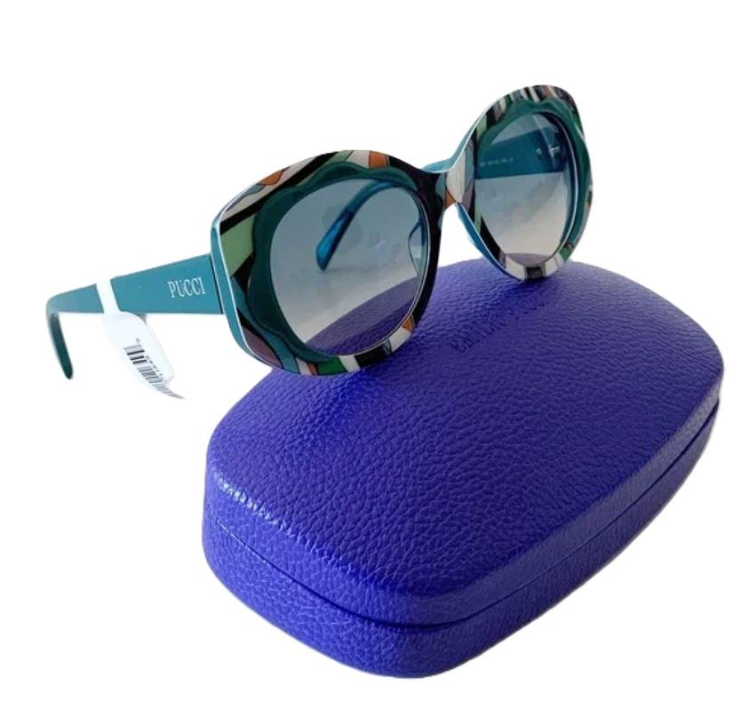 Nuevo Impresionantes gafas de sol Emilio Pucci Turquesa 70's Vibe con funda en Nuevo estado para la venta en Leesburg, VA