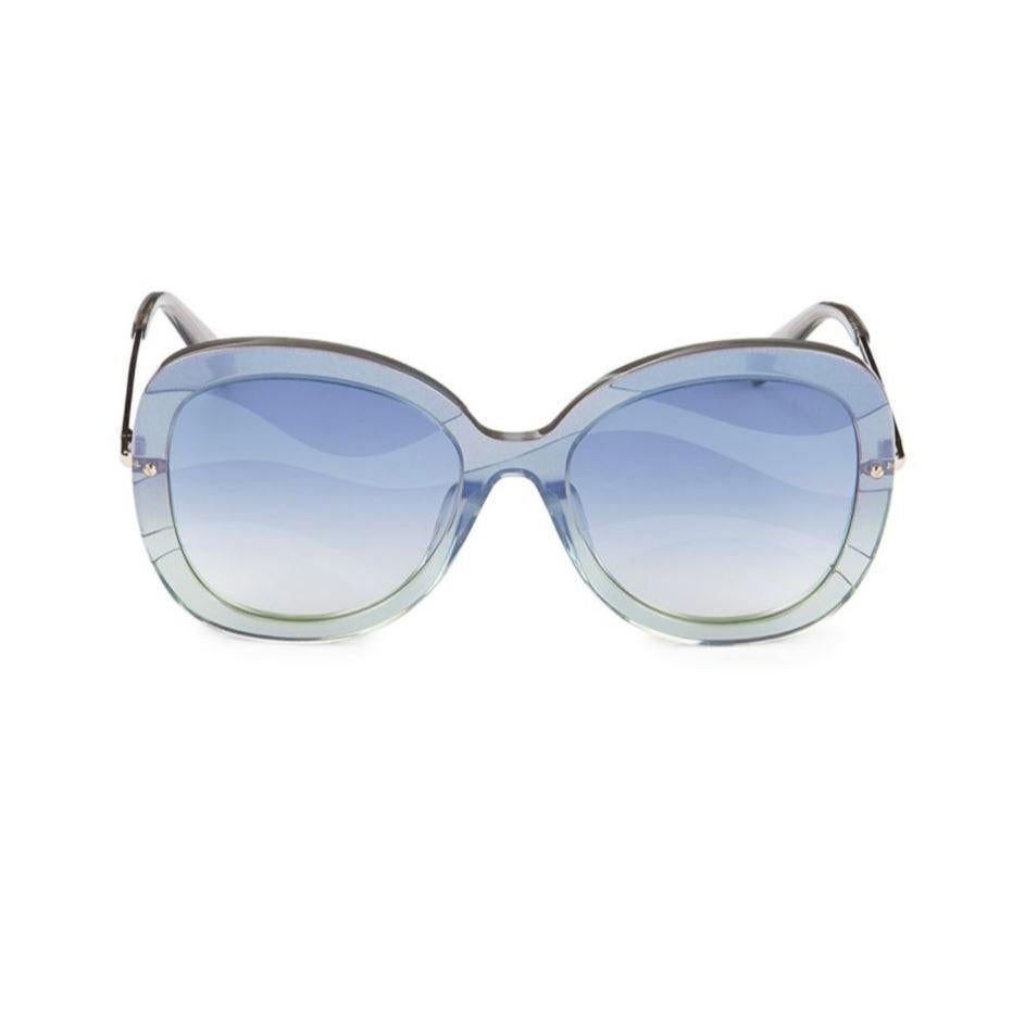 Donna New Stunning Emilio Pucci Turquoise 70's Vibe Sunglasses With Case in vendita