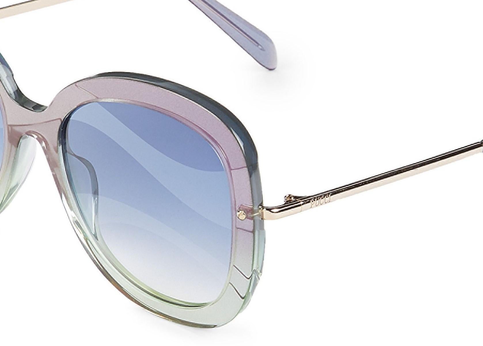 New Stunning Emilio Pucci Turquoise 70's Vibe Sunglasses With Case in vendita 1