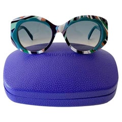 Nuevo Impresionantes gafas de sol Emilio Pucci Turquesa 70's Vibe con funda