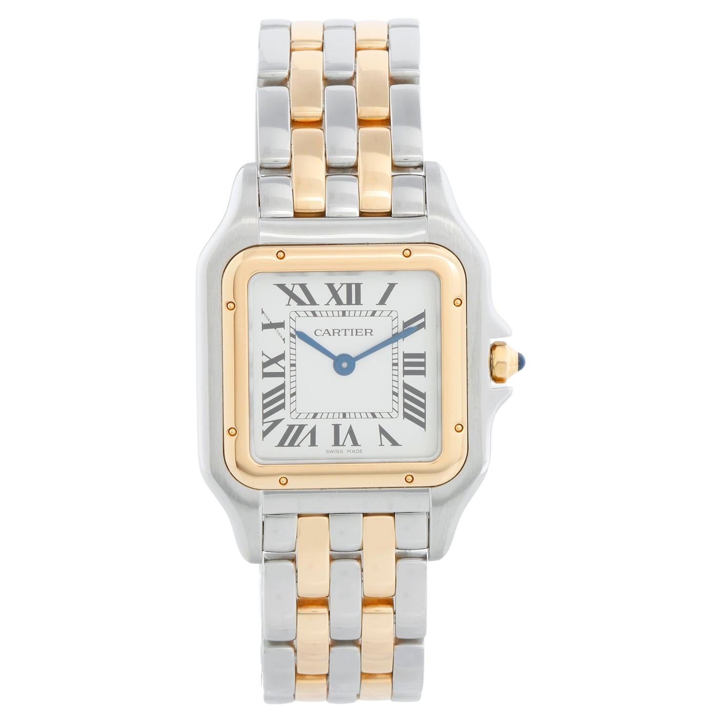 New Style Cartier Panthere 2-Tone 2-Row Medium Watch W2PN0007 For Sale