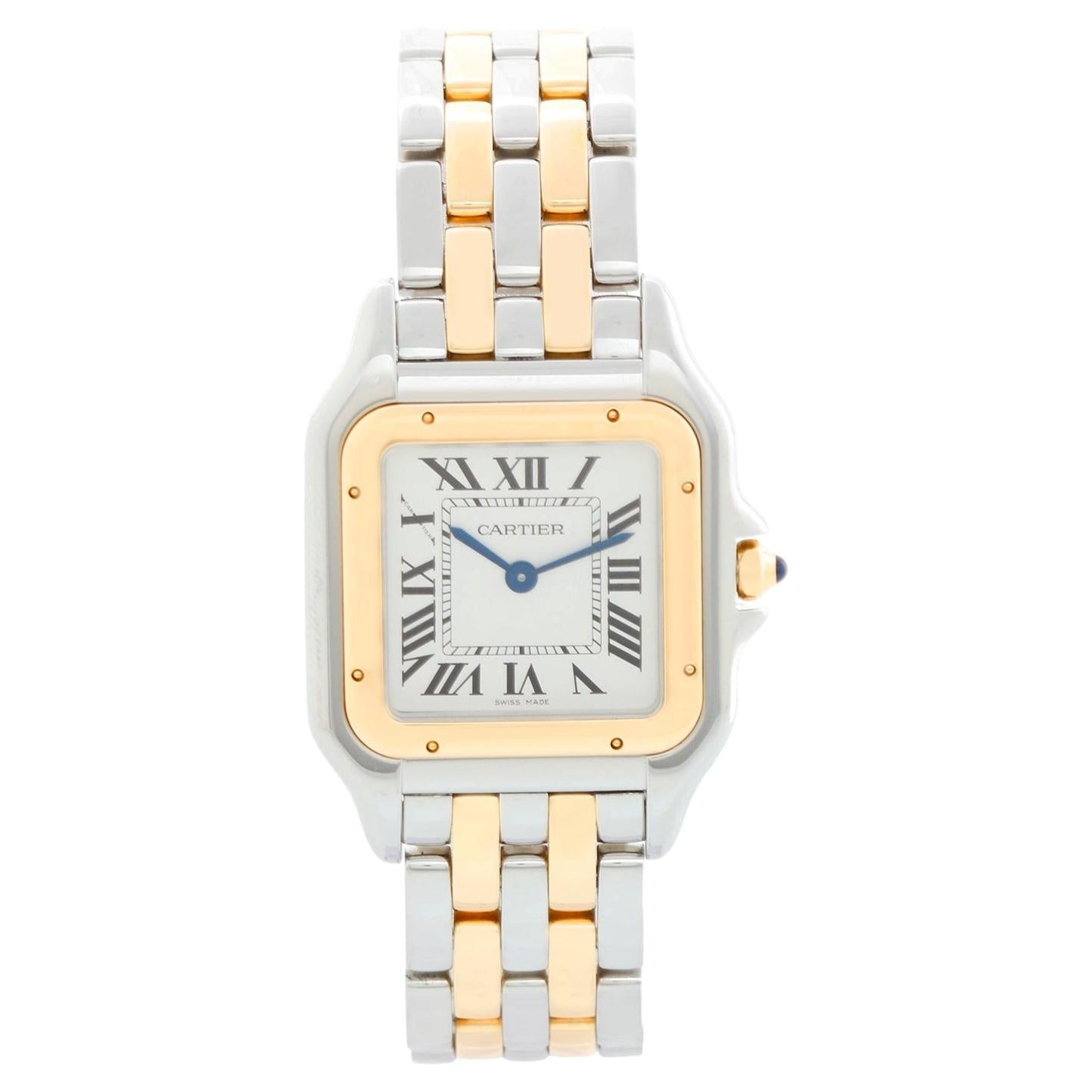 Neuer Stil Cartier Panthere 2-farbige 2-reihige mittelgroße Medium Uhr W2PN0007