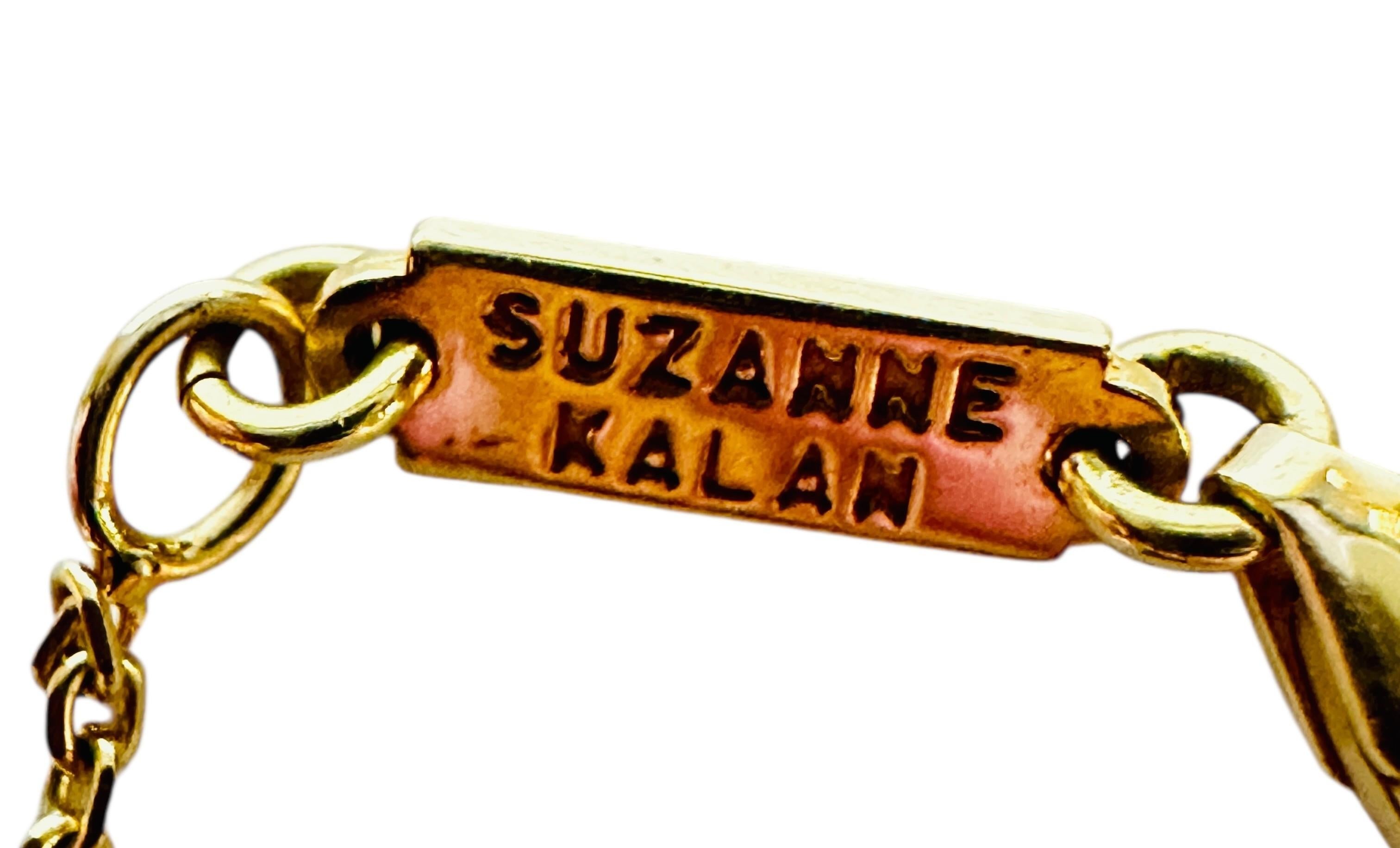 Art Déco Nuovo Suzanne Kalan - Collana in oro giallo 18 carati con 1,06 carati di diamanti a goccia - 18 pollici in vendita