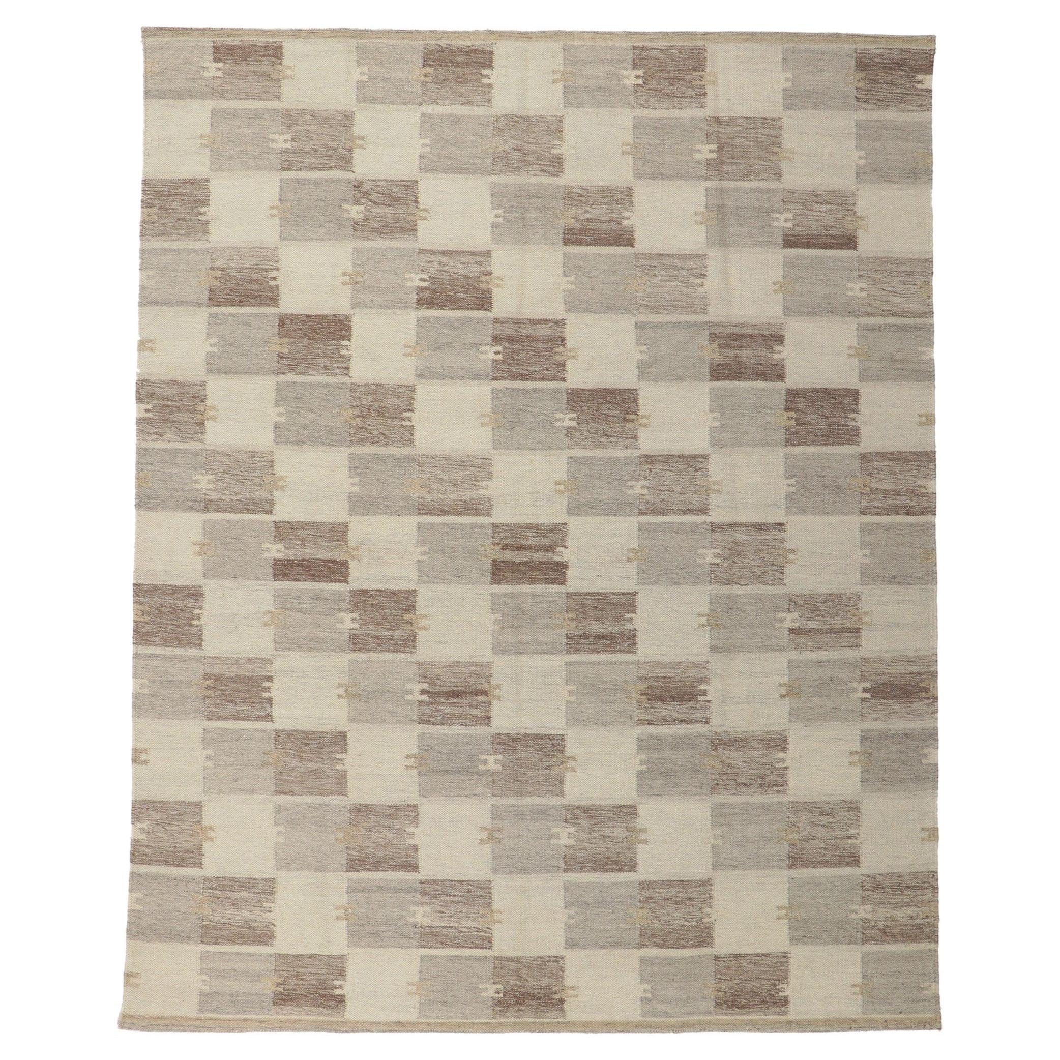 Swedish Inspired Kilim Rug, Scandinavian Modern Meets Sublime Simplicity For Sale