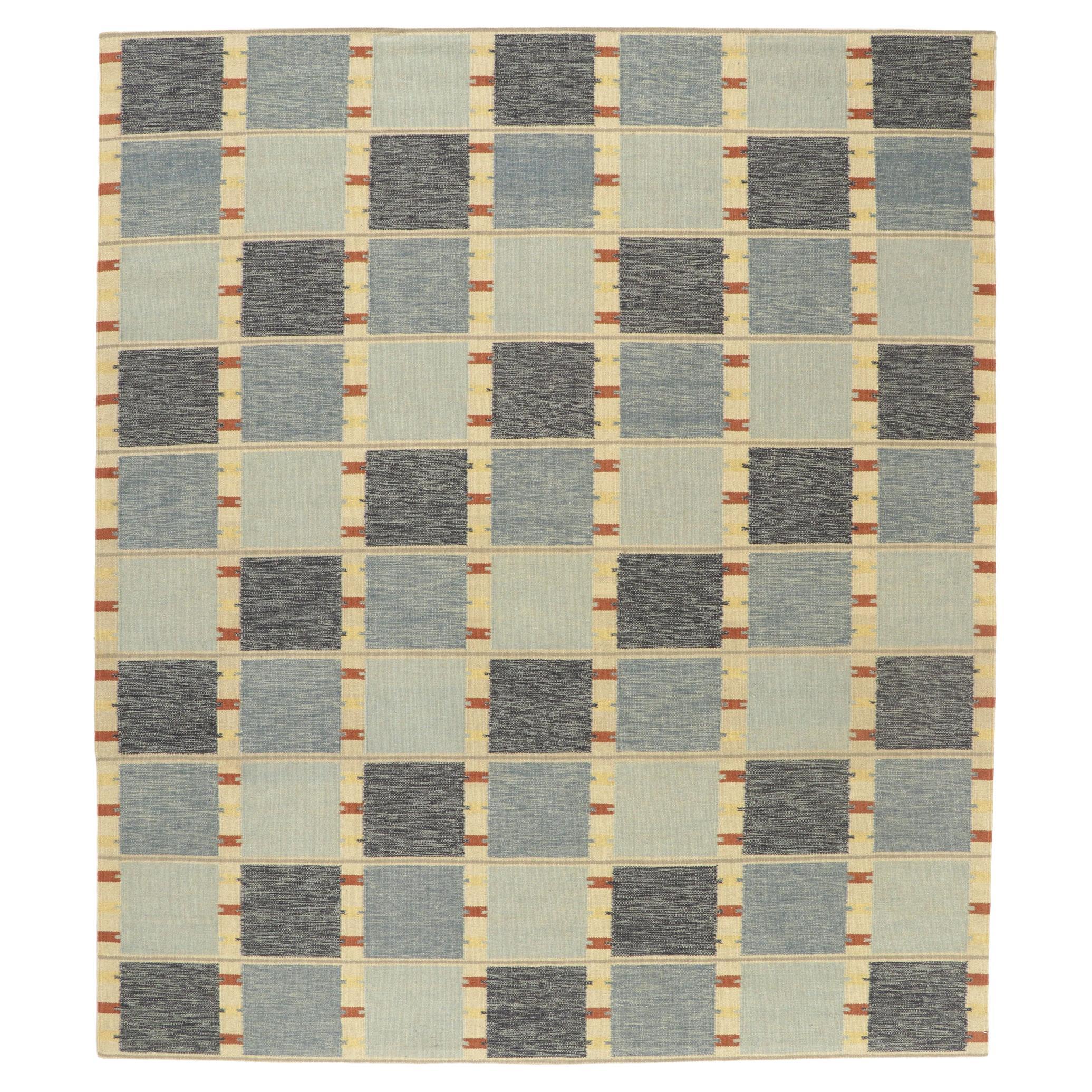 Vintage Swedish Kilim Rug by Barbro Nilsson with Scandinavian Biophilic ...