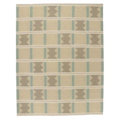 Swedish Inspired Kilim Rug, Scandinavian Modern Meets Earth-Tone Elegance