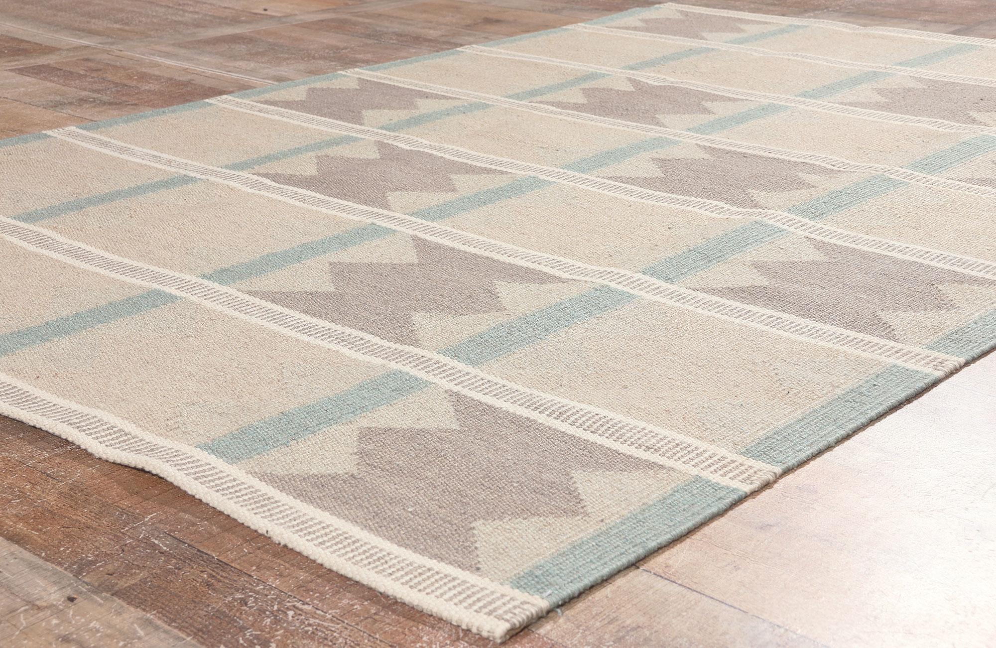 Hand-Woven Ingegerd Silow Swedish Inspired Kilim Rug, Scandi Style Meets Sublime Simplicity For Sale