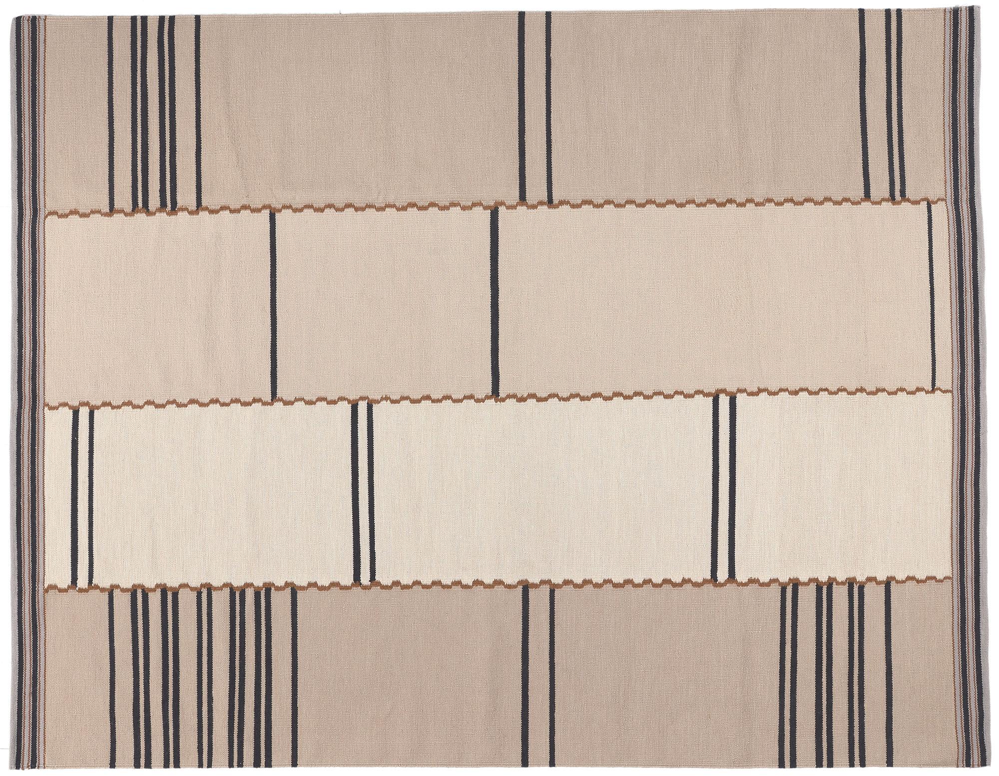 New Swedish Inspired Kilim Rug Earth-Tone Colors, Stege Randmönster For Sale 2